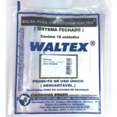 Bolsa de Colostomia Descartável 50mm Sistema Fechado com 10 unidades Waltex