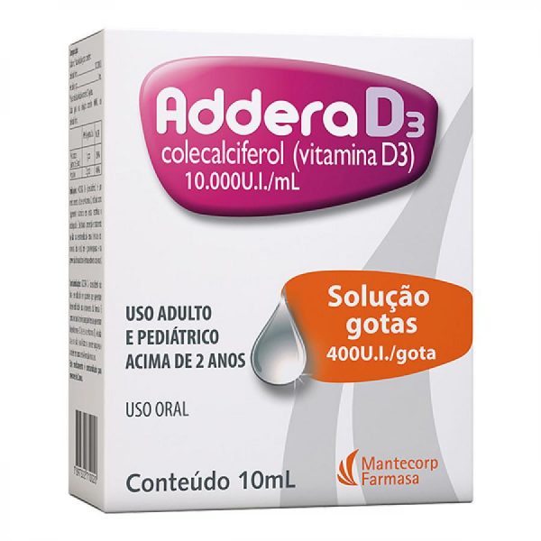 Addera D3 Colecalciferol ( VitaminaD3) 10.000U.I/mL Solução Gotas 400U