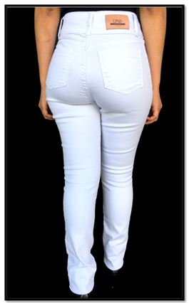 Calça Feminina Básica Sarja Branca Barra Reta – Dromedário